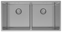 Pure.Sink Prestige Doppio lavello in acciaio inossidabile 82x40 cm raggio 10mm, per installazione sottotop, a filo e sopratop PPG404040-02