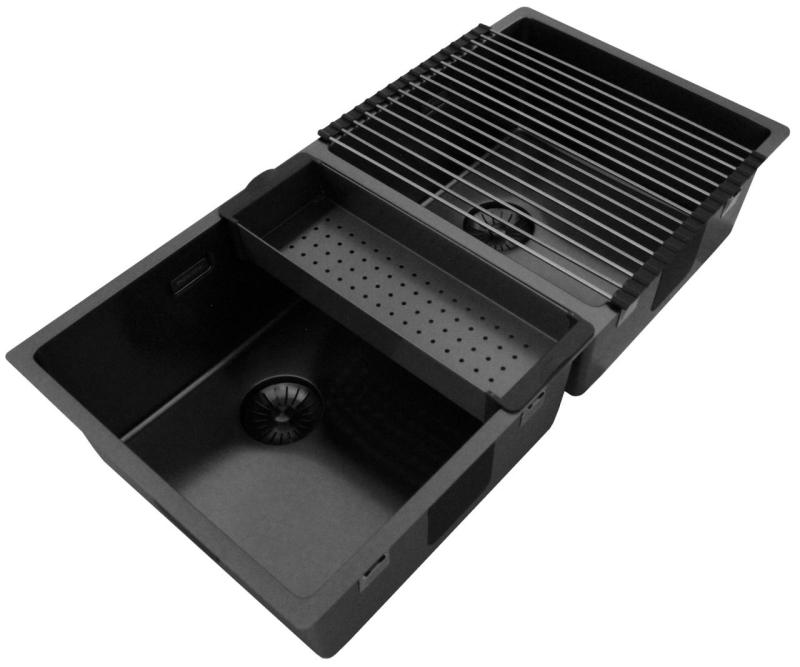 Pure.Sink Prestige Doppio lavello Gun Metal 82x40 cm raggio 10mm per installazione sottotop, a filo e sopratop PPG404040-61