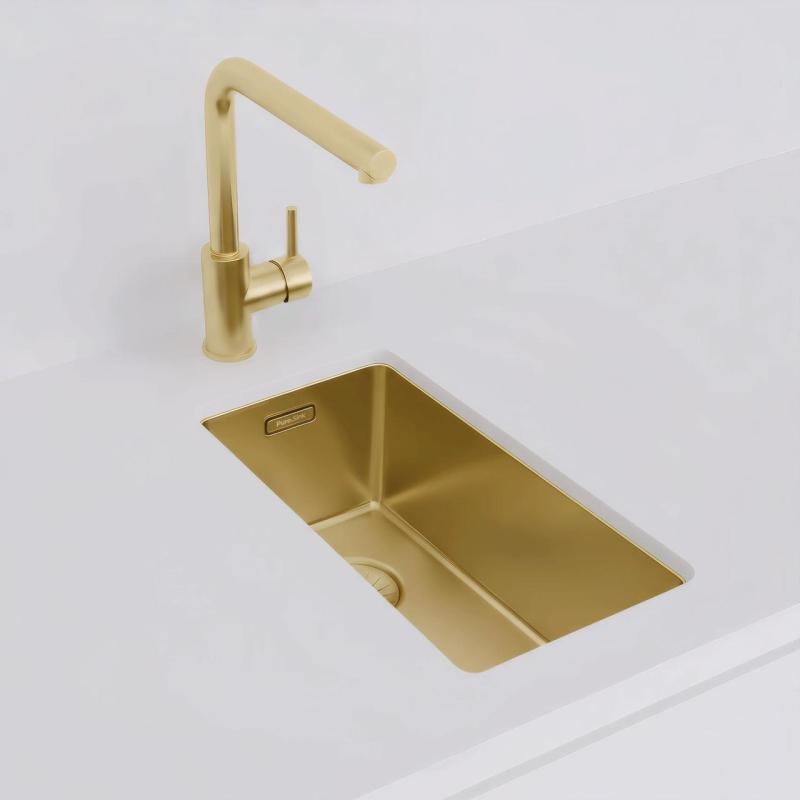 Pure.Sink Exclusivo piccolo lavello dorato 18x40 cm raggio 10mm sottotop, filotop e sopratop PEX1840-60