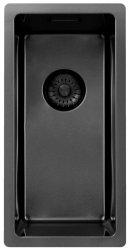 Pure.Sink Exclusivo Gun metal piccolo lavandino 18x40 cm raggio 10mm da incasso, montaggio a filo e sopraelevato PEX1840-61