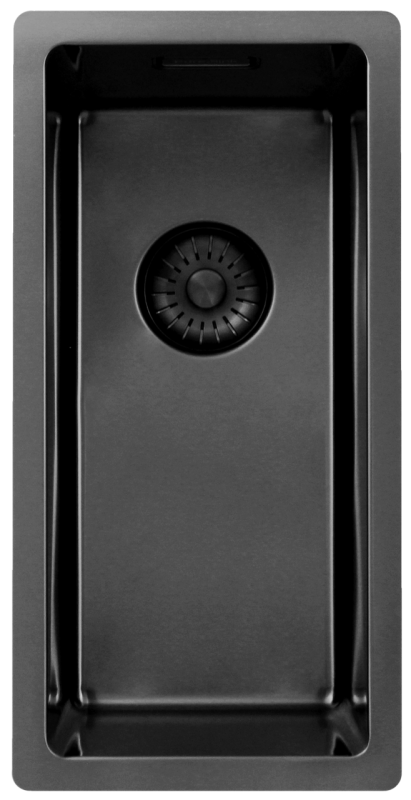 Pure.Sink Exclusivo Gun metal piccolo lavandino 18x40 cm raggio 10mm da incasso, montaggio a filo e sopraelevato PEX1840-61