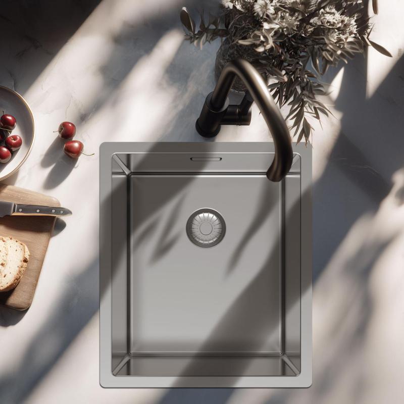 Pure.Sink Exclusivo Lavello in acciaio inossidabile 34x40 cm raggio 10mm da incasso, installazione a filo e sopraelevata PEX3440-02