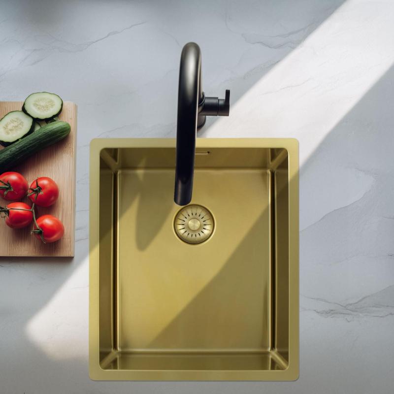 Pure.Sink Exclusivo Lavello dorato 34x40 cm raggio 10mm sottotop, filotop e sopratop PEX3440-60