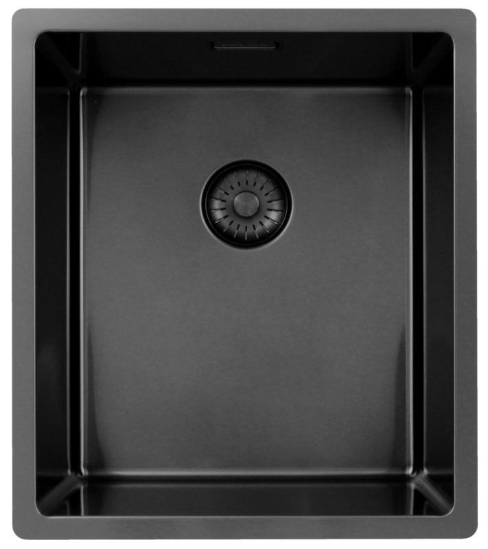 Pure.Sink Exclusivo lavello in metallo color Gun Metal 34x40 cm raggio 10mm per installazione sottotop, a filo e sopra il top PEX3440-61