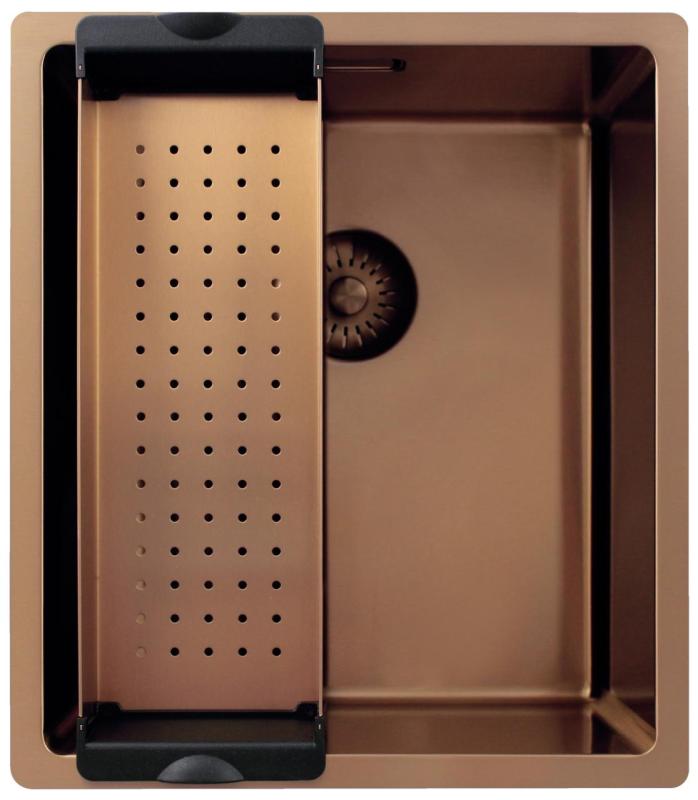 Pure.Sink Exclusivo Lavello in rame 34x40 cm raggio 10mm da incasso, installazione a filo e sopraelevata PEX3440-62