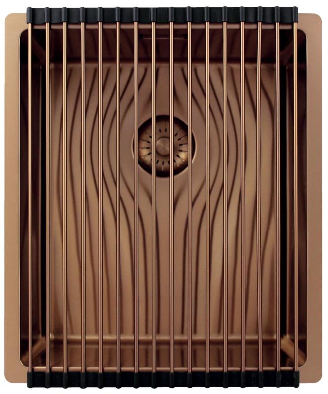 Pure.Sink Exclusivo Lavello in rame 34x40 cm raggio 10mm da incasso, installazione a filo e sopraelevata PEX3440-62