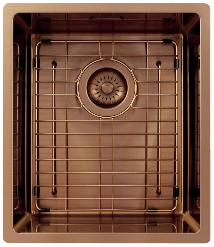 Pure.Sink Exclusivo Lavello in rame 34x40 cm raggio 10mm da incasso, installazione a filo e sopraelevata PEX3440-62