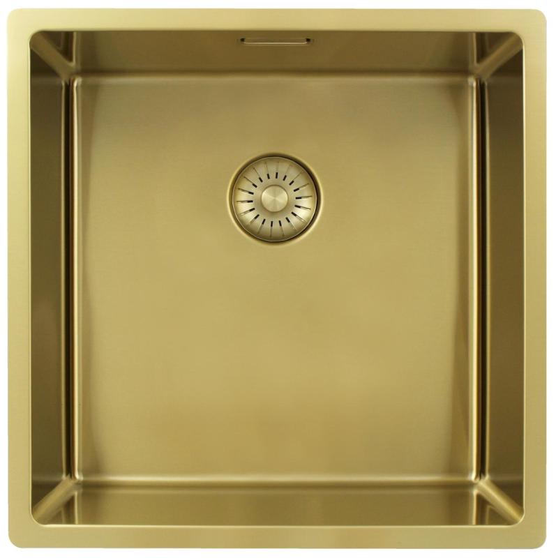 Pure.Sink Exclusivo Lavello d'oro 40x40 cm raggio 10mm da incasso, montaggio a filo e sopraelevato PEX4040-60