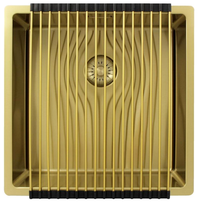 Pure.Sink Exclusivo Lavello d'oro 40x40 cm raggio 10mm da incasso, montaggio a filo e sopraelevato PEX4040-60