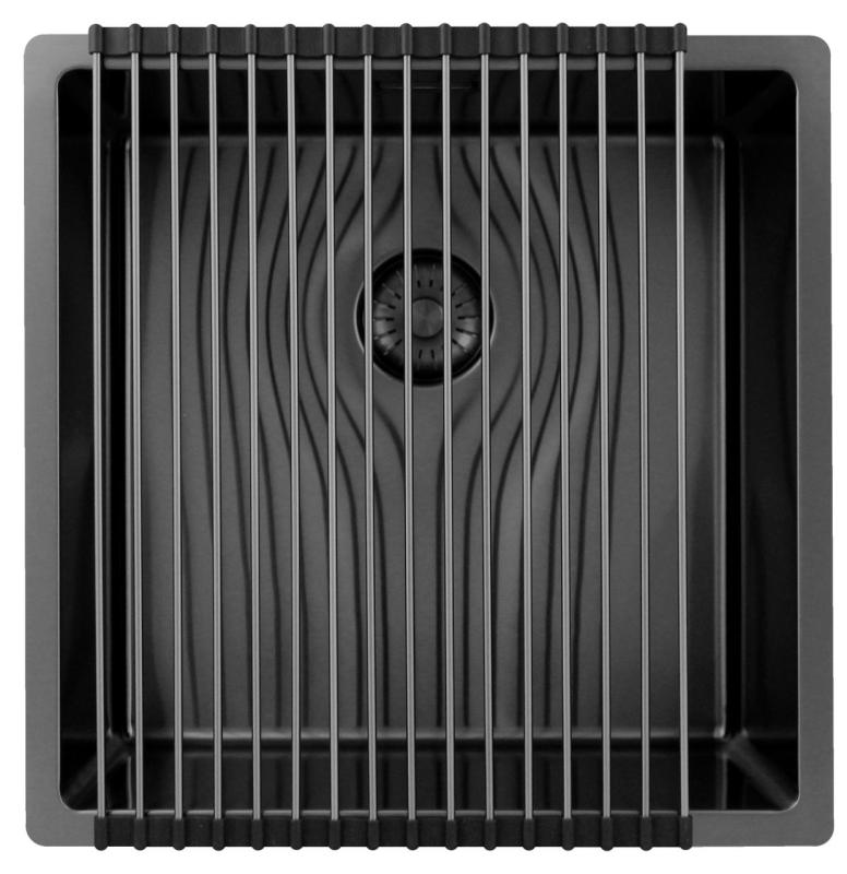 Pure.Sink Exclusivo Lavello in metallo color canna di fucile 40x40 cm raggio 10mm da incasso, a filo e da appoggio PEX4040-61