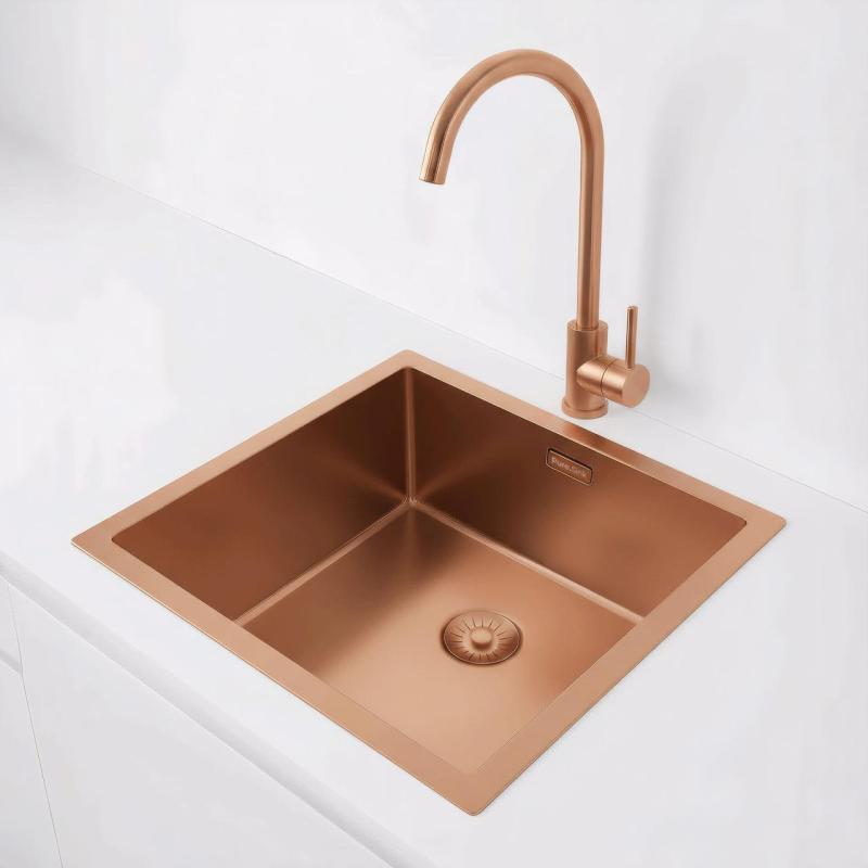 Pure.Sink Exclusivo Copper Sink 40x40 cm 10mm radius undermount, flush mount and top mount PEX4040-62