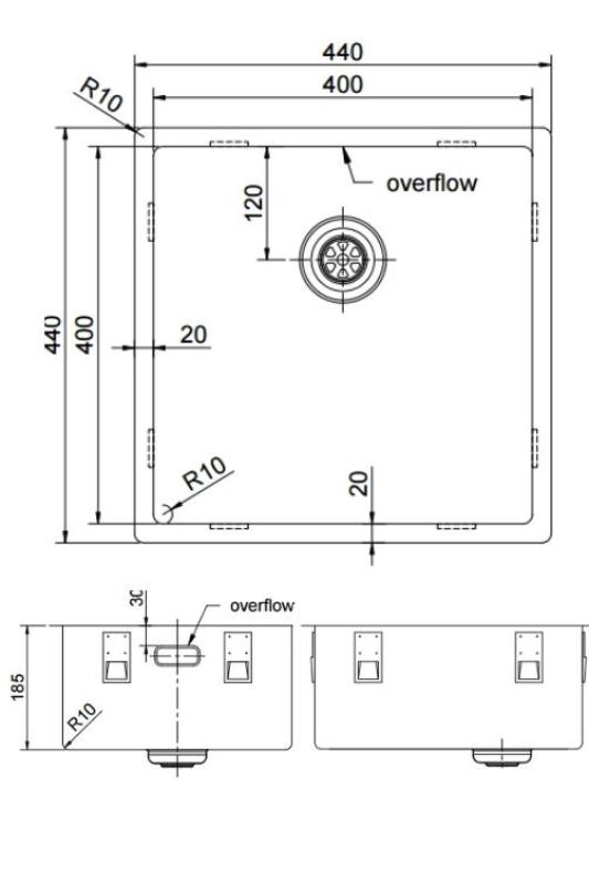 Pure.Sink Exclusivo Lavabo in rame 40x40 cm con raggio di 10mm, da incasso, da installare a filo o sopraelevato PEX4040-62