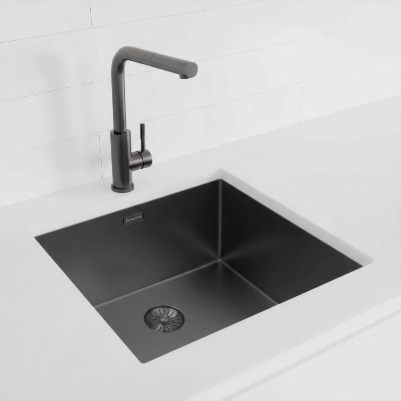 Pure.Sink Exclusivo Lavello iGun Metal 45x40 cm raggio 10mm sottotop, filotop e sopratop PEX4540-61