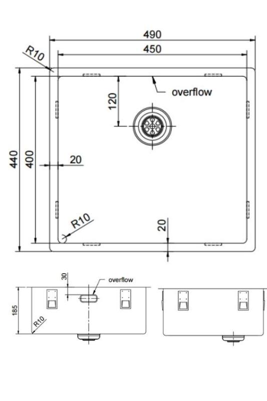 Pure.Sink Exclusivo Lavello iGun Metal 45x40 cm raggio 10mm sottotop, filotop e sopratop PEX4540-61
