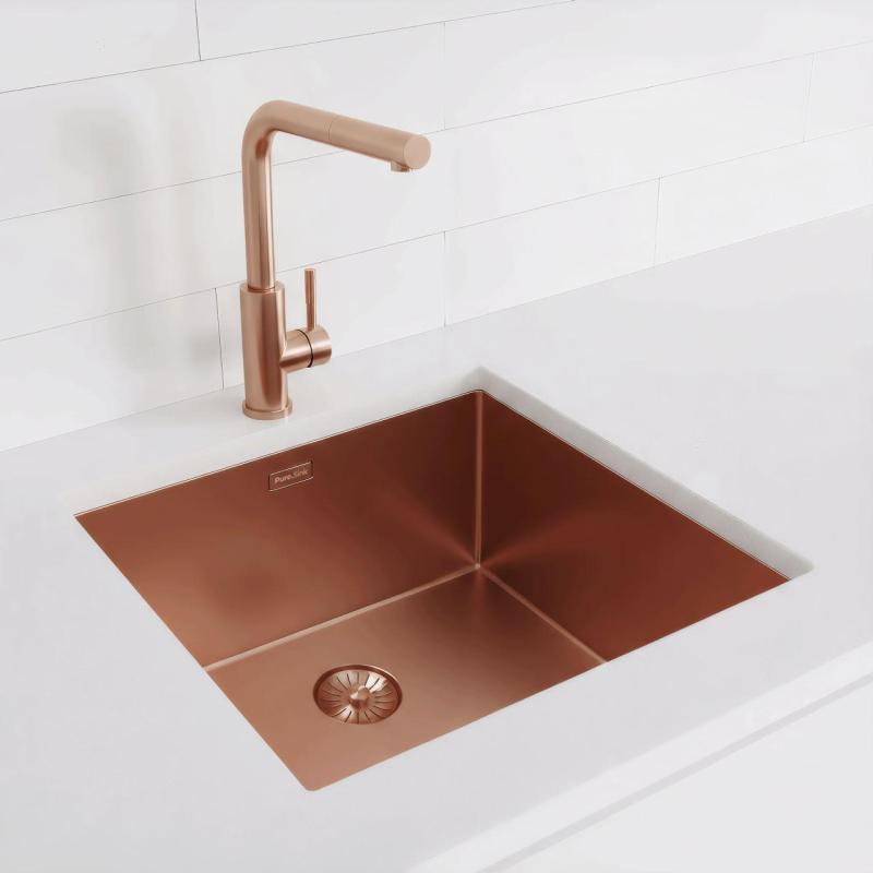 Pure.Sink Exclusivo Lavello in rame 45x40 cm raggio 10mm per sottotop, top piatto e sopraelevato PEX4540-62