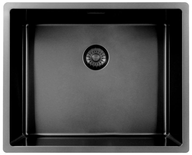 Pure.Sink Exclusivo Lavello in metallo color gun metal 50x40 cm raggio 10mm sottotop, filotop e sopratop PEX5040-61