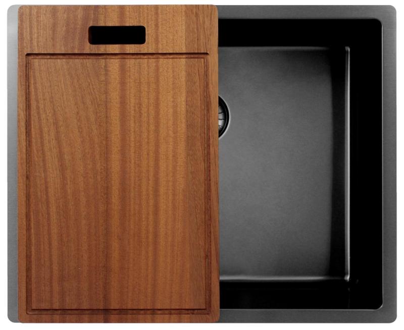 Pure.Sink Exclusivo Lavello in metallo color gun metal 50x40 cm raggio 10mm sottotop, filotop e sopratop PEX5040-61