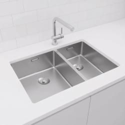 Pure.Sink Exclusivo RVS 1,5 lavabo e mezzo 34+18 cm raggio 10mm PEX341840-02