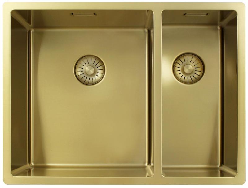 Pure.Sink Exclusivo Oro 1,5 lavabo doppio 34+18 cm raggio 10mm PEX341840-60