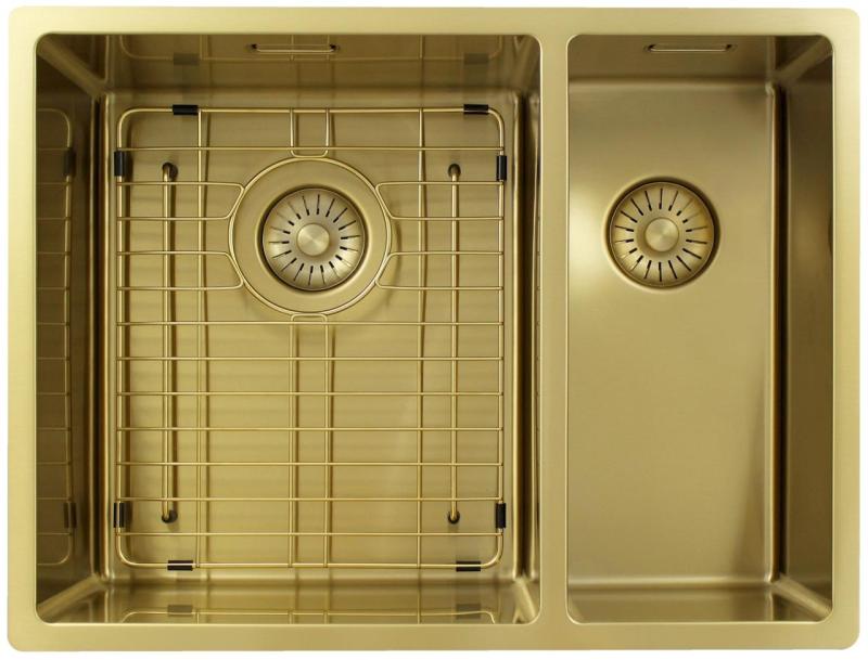 Pure.Sink Exclusivo Oro 1,5 lavabo doppio 34+18 cm raggio 10mm PEX341840-60