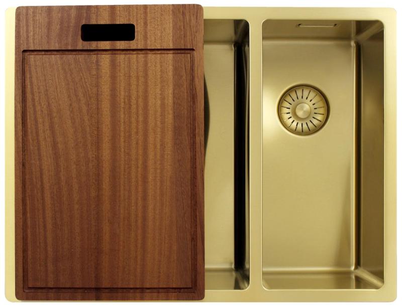 Pure.Sink Exclusivo Oro 1,5 lavabo doppio 34+18 cm raggio 10mm PEX341840-60