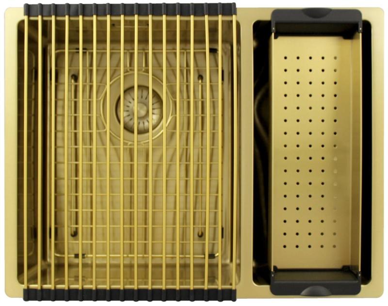 Pure.Sink Exclusivo Oro 1,5 lavabo doppio 34+18 cm raggio 10mm PEX341840-60