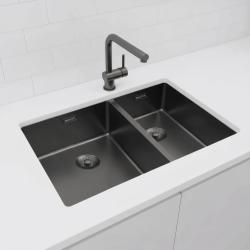 Pure.Sink Exclusivo Gun Metal 1,5 lavello con una vasca e mezza 34+18 cm raggio 10mm PEX341840-61
