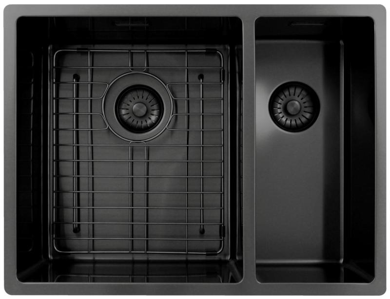 Pure.Sink Exclusivo Gun Metal 1,5 lavello con una vasca e mezza 34+18 cm raggio 10mm PEX341840-61