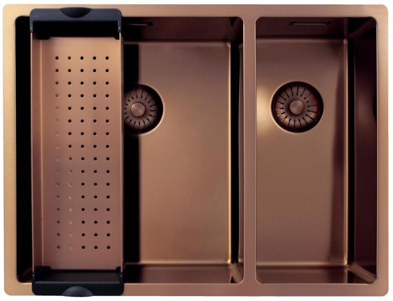 Pure.Sink Exclusivo Ottone 1,5 vasca e mezza 34+18 cm raggio 10mm PEX341840-62