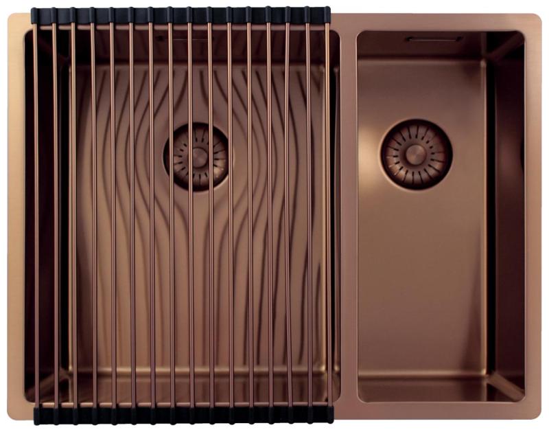 Pure.Sink Exclusivo Ottone 1,5 vasca e mezza 34+18 cm raggio 10mm PEX341840-62