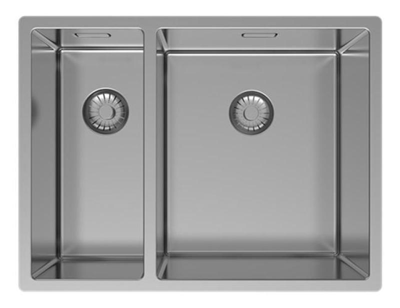 Pure.Sink Exclusivo RVS 1,5 lavabo doppio 18+34 cm raggio 10mm PEX183440-02