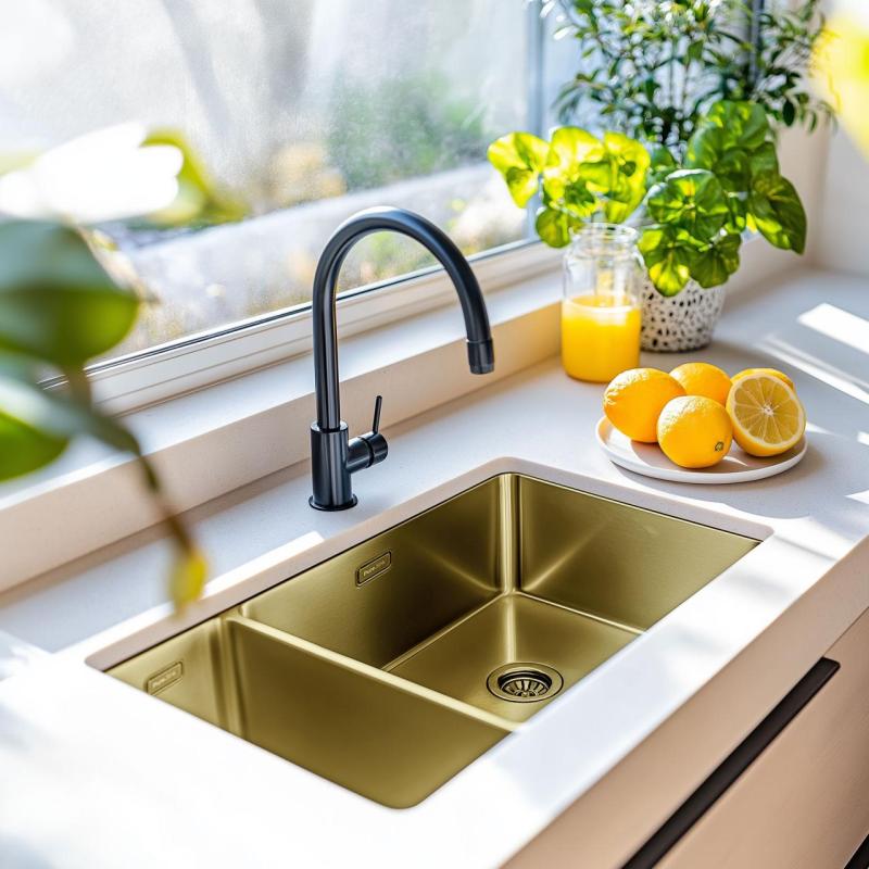 Pure.Sink Exclusivo Oro 1,5 lavabo doppio 18+34 cm raggio 10mm PEX183440-60