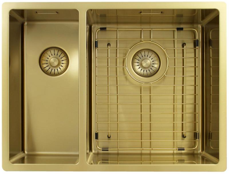 Pure.Sink Exclusivo Oro 1,5 lavabo doppio 18+34 cm raggio 10mm PEX183440-60