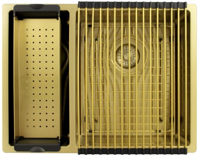 Pure.Sink Exclusivo Oro 1,5 lavabo doppio 18+34 cm raggio 10mm PEX183440-60