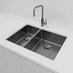 Pure.Sink Exclusivo Gun Metal 1,5 lavabo doppio 18+34 cm raggio 10mm PEX183440-61