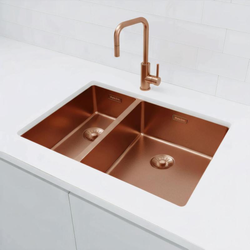 Pure.Sink Exclusivo Rame 1,5 vasca da bagno e mezzo 18+34cm raggio 10mm PEX183440-62