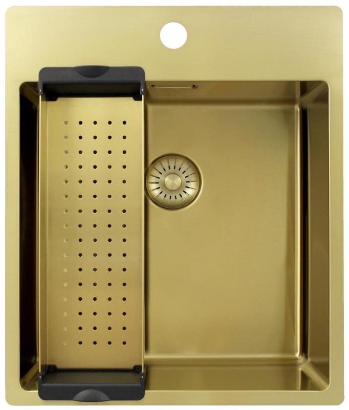 Pure.Sink Exclusivo Lavandino d'oro 44x52 cm Tapwing con foro per rubinetto raggio 10mm PEX4040T-60