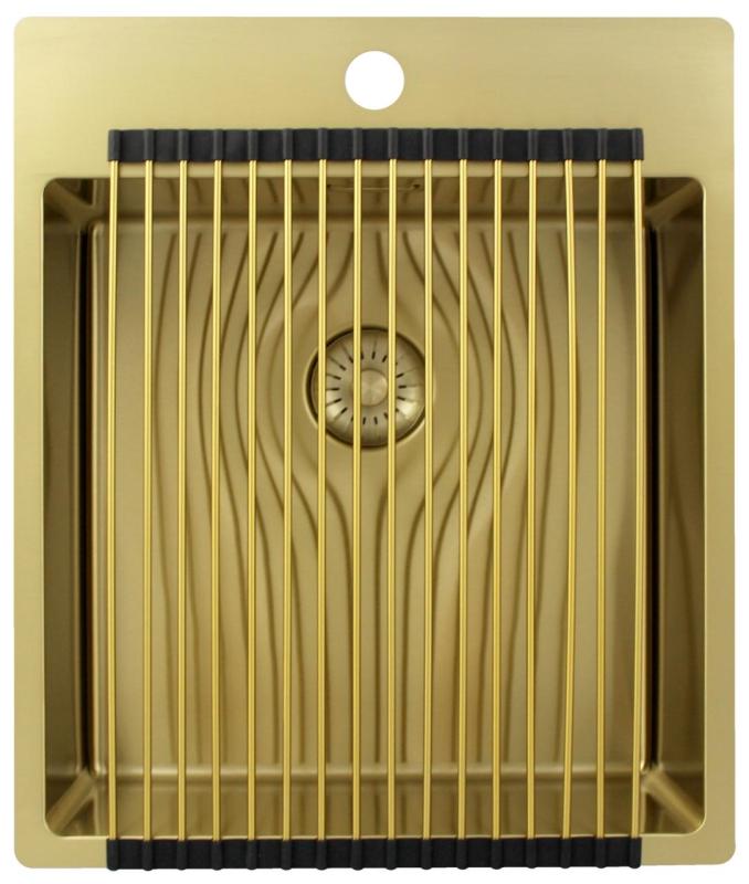 Pure.Sink Exclusivo Lavandino d'oro 44x52 cm Tapwing con foro per rubinetto raggio 10mm PEX4040T-60