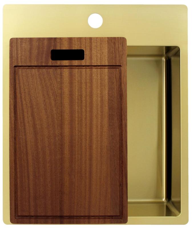 Pure.Sink Exclusivo Lavandino d'oro 44x52 cm Tapwing con foro per rubinetto raggio 10mm PEX4040T-60