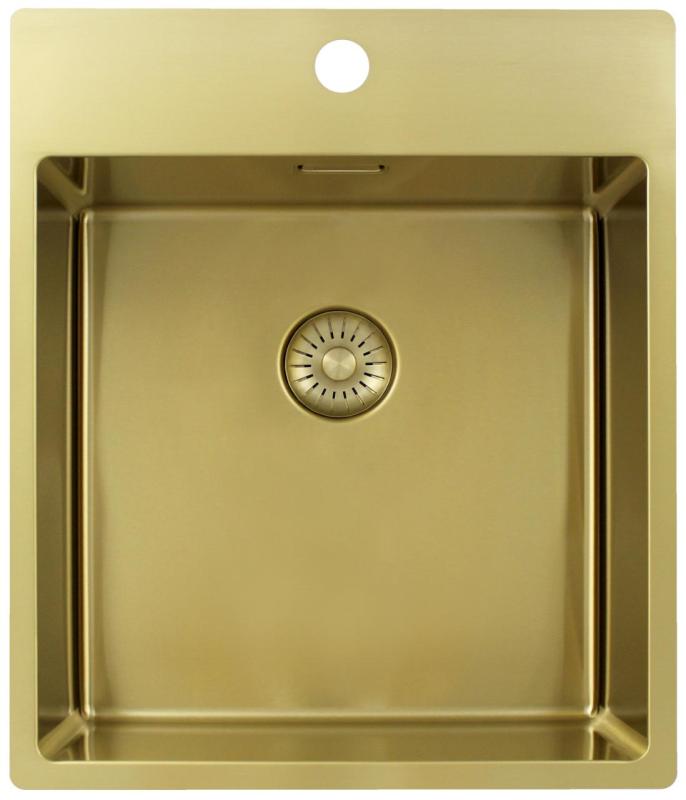 Pure.Sink Exclusivo Lavandino d'oro 44x52 cm Tapwing con foro per rubinetto raggio 10mm PEX4040T-60