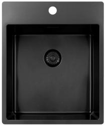 Pure.Sink Exclusivo Gun Metal lavello 44x52 cm Tapwing con foro per rubinetto raggio 10mm PEX4040T-61