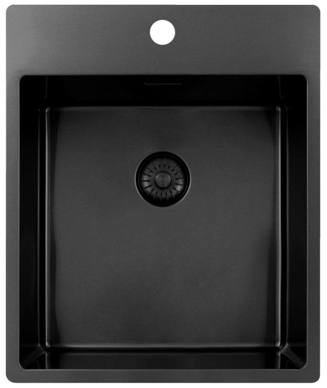 Pure.Sink Exclusivo Gun Metal lavello 44x52 cm Tapwing con foro per rubinetto raggio 10mm PEX4040T-61