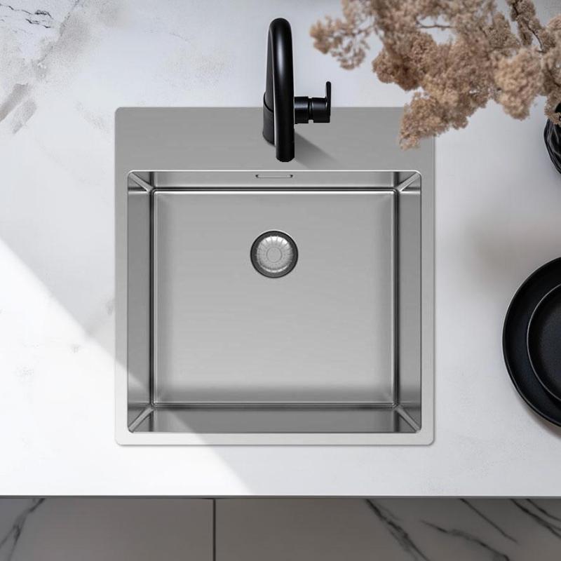 Pure.Sink Exclusivo Lavello in RVS 49x52 cm Tapwing con foro per rubinetto raggio 10mm PEX4540T-02