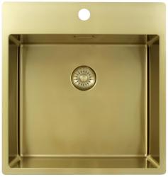 Pure.Sink Exclusivo Lavello dorato 49x52 cm Tapwing con foro rubinetto raggio 10mm PEX4540T-60