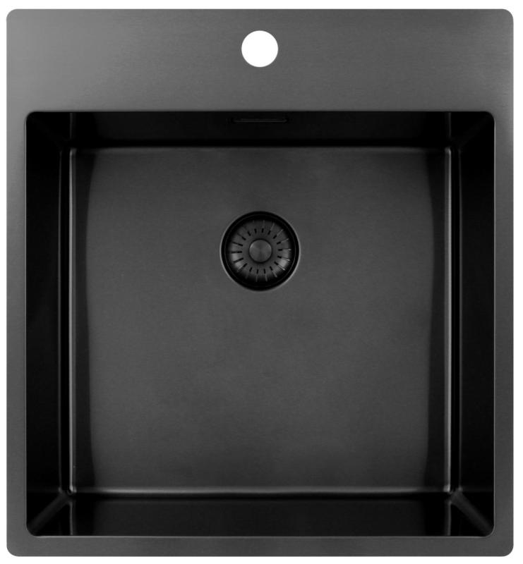 Pure.Sink Exclusivo Gun Metal lavandino 49x52 cm Tapwing con foro per rubinetto raggio 10mm PEX4540T-61