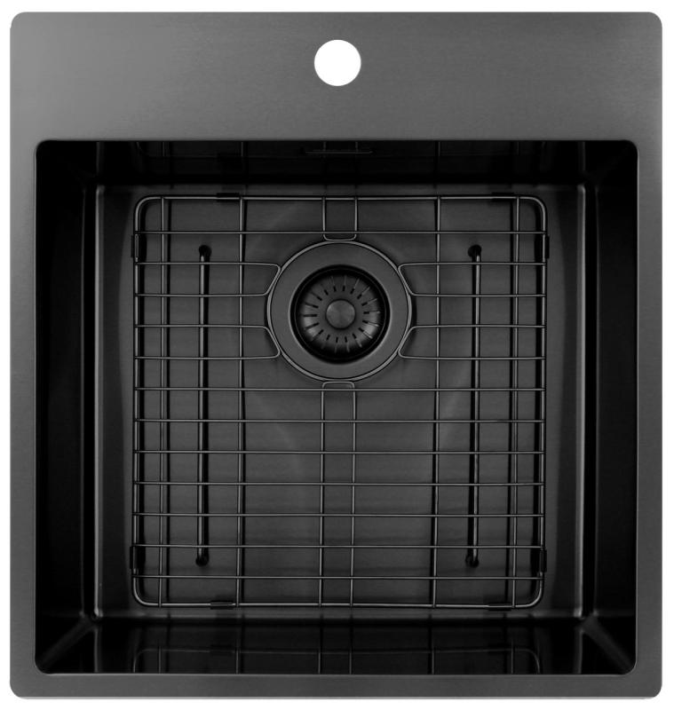 Pure.Sink Exclusivo Gun Metal lavandino 49x52 cm Tapwing con foro per rubinetto raggio 10mm PEX4540T-61