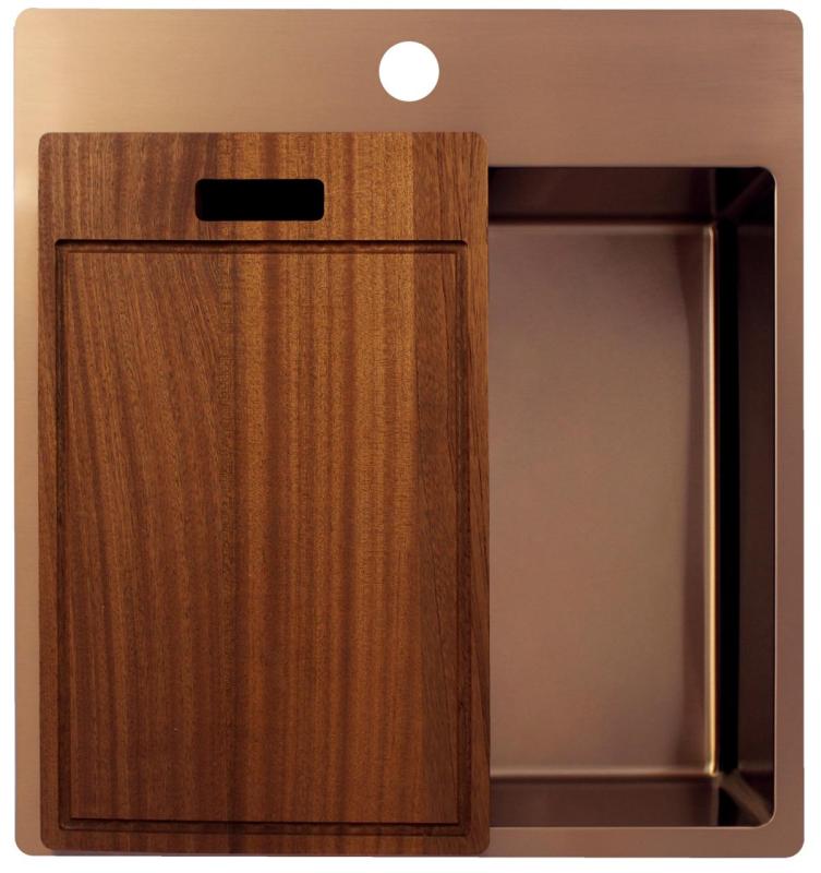 Pure.Sink Exclusivo Lavello in rame 49x52 cm Tapwing con foro per rubinetto raggio 10mm PEX4540T-62