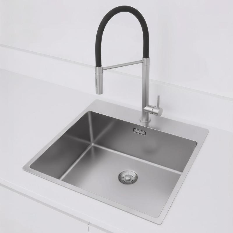 Pure.Sink Exclusivo Lavello in acciaio inossidabile 54x52cm Tapwing con foro per rubinetto raggio 10mm PEX5040T-02