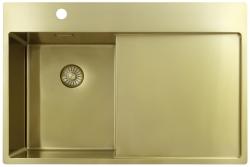 Pure.Sink Exclusivo Piccolo lavello dorato con sgocciolatoio 78x52 cm Rubinetto a leva sinistro PEX3478LT-60