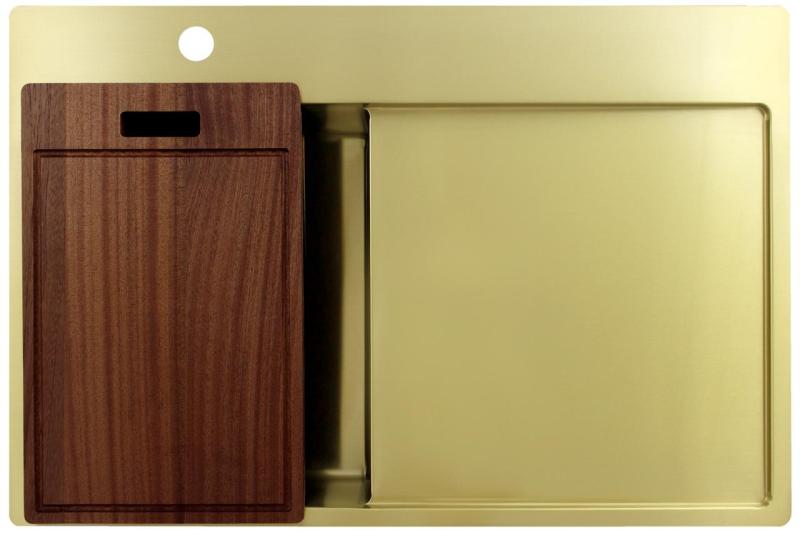 Pure.Sink Exclusivo Piccolo lavello dorato con sgocciolatoio 78x52 cm Rubinetto a leva sinistro PEX3478LT-60